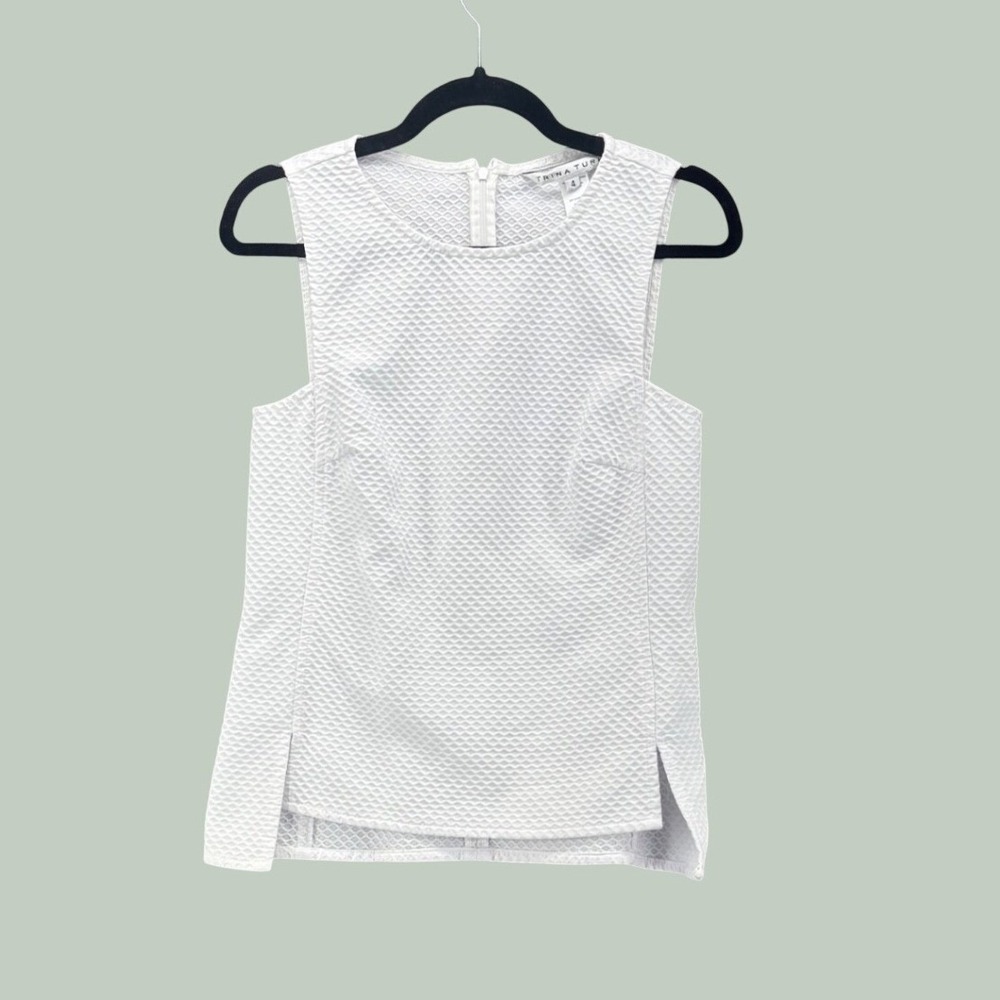 Trina Turk Top 4 Sleeveless Waffle Textured Modern Clean Girl Bridal Shower USA
